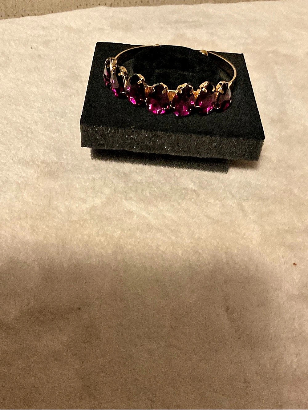 Gold & Purple Gemstone Cuff Bracelet Like New
